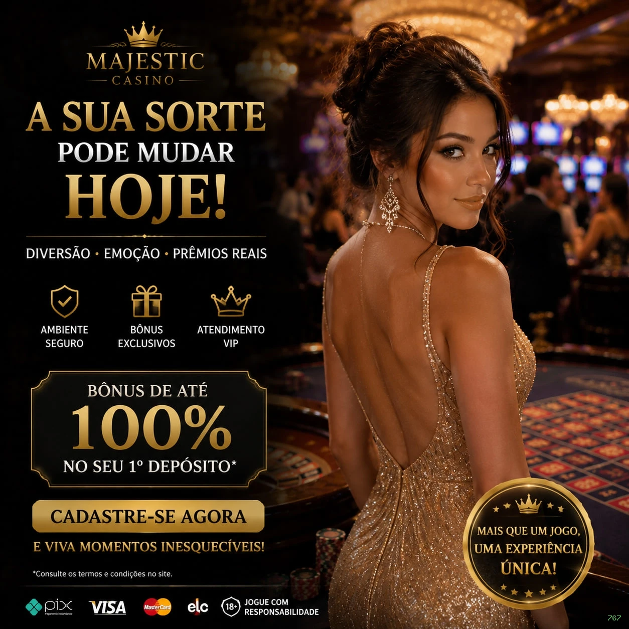 Imagem promocional da 767 mostrando a plataforma e suas vantagens